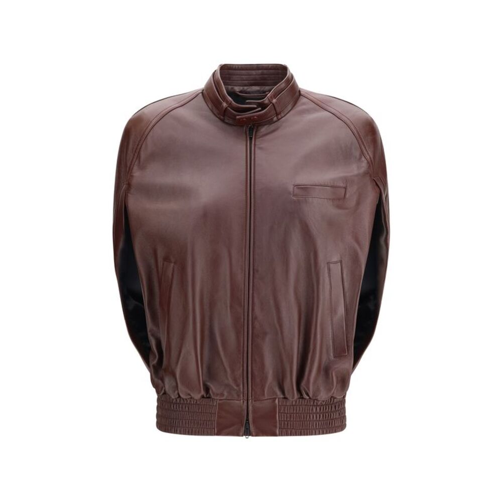 Phoebe Philo Women Leather Cropped Bomber Jacket